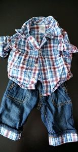 Baby Boy plaid outfit with jeans